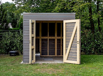 Gartenhaus Woody mit Vergrauungslasur