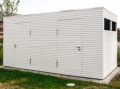 Gartenhaus Reihenhaussiedlung mit Gerätehäusern